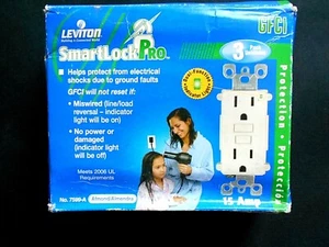 Leviton Smartlock Pro GFCI 15A Almond Outlets #7599-A 3 pack - Picture 1 of 3