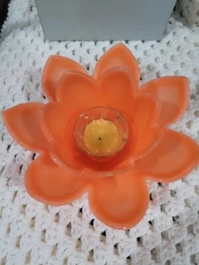 Vintage Lotus Lite Orange Floating Pool Candle-Glo California Colors Mid Century - Picture 1 of 7