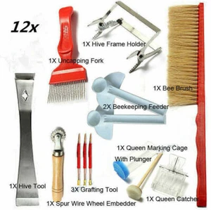 12pcs /set Imker Bienen Zubehör Edelstahl Bienenstock Werkzeug Natürliche Bürste - Bild 1 von 2