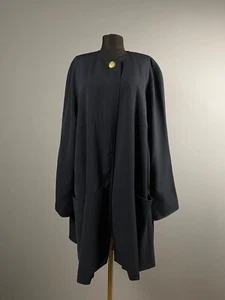 Rare Vintage Akris Womens Navy Blue Pure Wool Jacket Coat Poncho Size US 18 F 50 - Picture 1 of 9