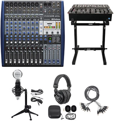 Presonus StudioLive AR12C 12Ch USB Live/Studio Mixer+Cables+Headphones+Stand+Mic - Image 1 of 4