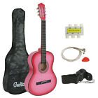 Beginners Acoustic Guitar With Guitar Case, Strap, Tuner and Pick Pink