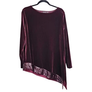 Chico's top purple velvet asymmetrical sequin blouse whimsigoth Dark Romance 16 - Picture 1 of 5