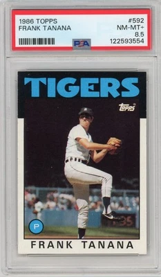 1986 TOPPS FRANK TANANANA #592 老虎套装注册 NICELY CENTERED LOW POP PSA 8.5 — 第 1/2 张图片