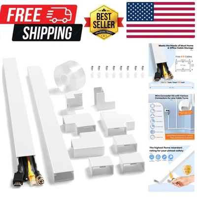 线缆隐藏套件 126 英寸 8 x L15.7 英寸 - 墙面电线电缆盖,电线罩... — 第 1/4 张图片