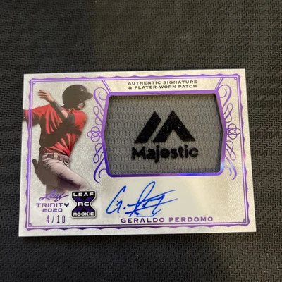 /10 SP 2020 Leaf Trinity Geraldo Perdomo Patch Auto Purple Diamondbacks - Image 1 of 4