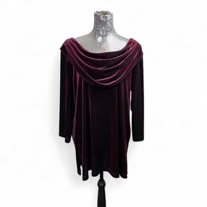 Vintage 90s Whimsigoth Velvet Cowl Neck Tunic Top Plus Size 3X Party Evening - Picture 1 of 6