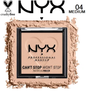 NYX Cant Stop Wont Stop Mattifying Pressed Powder- 04 Medium - Picture 1 of 2