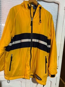 Abercrombie & Fitch Cappotto Vintage Foderato in Pile Zip Uomo MEDIA Giallo Y2K Cappuccio - Foto 1 di 6