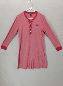 Lauren Ralph Lauren Night Gown Girls Large Striped Long Sleeve Henley Ruffle - Picture 1 of 17