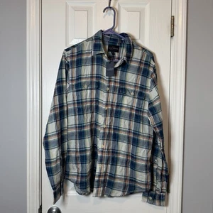 Lucky Brand Flannel Shirt Mens Medium M Slim Fit Blue Plaid Saturday Stretch NWT - Picture 1 of 5