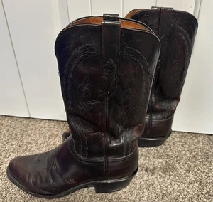 Lucchese N1618 R4 Black Cherry Western Cowboy Boots Men's Size 10EE USA Vintage - Picture 1 of 10