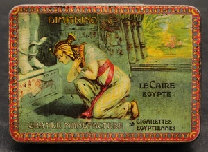 Antigua lata Dimitrino "Flor" 20 cigarrillos Egipto lata - Imagen 1 de 6