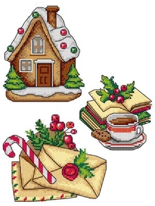 Counted cross stitch kit with plastic canvas Bookmarks "Christmas time" set o... - Picture 1 of 2