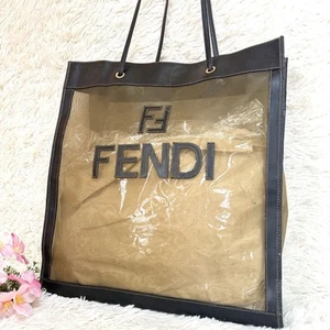 Fendi Mesh Tote Bag mit großem Logo selbststehend A4 Aufbewahrung braun Leder Unisex - Bild 1 von 12