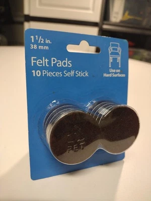 Waxman 1½" Felt Pads – Brown – 10 Self-Stick Pieces – Protect Hard Floors – NEW - Image 1 of 2