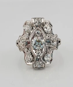 Elegant Art Deco Bezel Set Cocktail Ring 2.0Ct Created Diamond 14K White SILVER - Picture 1 of 6