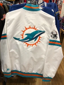 MIAMI DOLPHINS SATIN JACKE STARTER HERREN LEICHTE JACKE WEISS - Bild 1 von 7