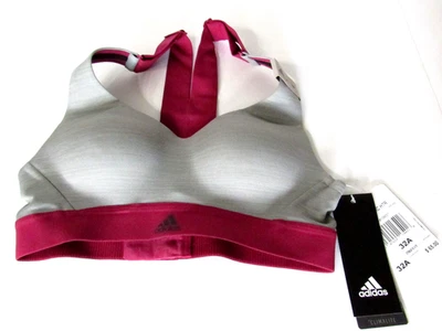 adidas CLIMALITE Womens size 32A Gray/Burgundy High Impact Racerback Sports Bra - Image 1 of 4