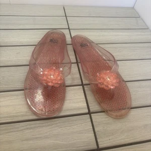 Vintage Montego Bay Club Clear, Pink Jelly, Sandals With Flower Size 10 - Picture 1 of 8