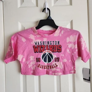 Washington Wizards 1997 Pink Tie-Dye Crop Top Tee XS NBA 100% Cotton - Picture 1 of 9
