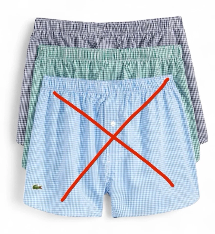 Paquete de 2 boxers LACOSTE para hombre tejidos con guinga de algodón puro azul marino verde talla XXL 2XL Foto 1 de 4