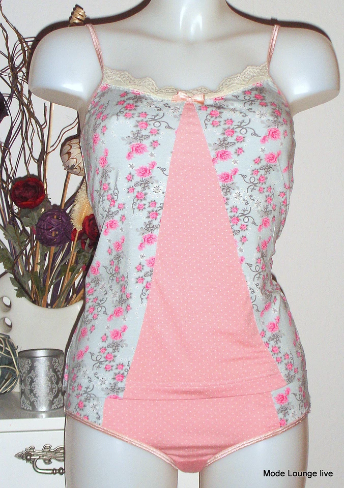 Velvet Kitten Undershirt Pants Pink Underwear Set Panties L Rosey Lace Blue Brief - Image 1 of 1