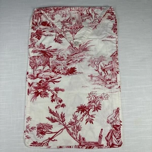 Red Toile Cotton Pillow Cushion Cover Storage Bag 16" x 10" - Picture 1 of 11