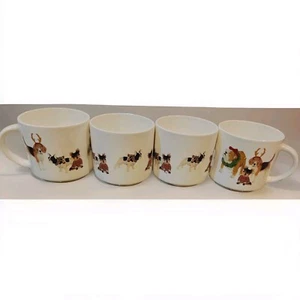 Set di 4 tazze in gres per cani festivi natalizi in ceramica fienile  - Foto 1 di 7