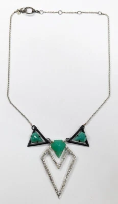 Collar Alexis Bittar Pavé Estrás Calado Triangular Colgante Vidrio Verde Foto 1 de 4