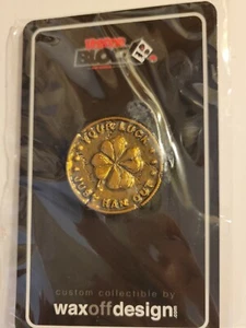 Horror Rock Wax off Design Your Luck Just Ran Out Collectible Pin - Picture 1 of 2