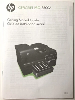 HP Officejet Pro 8500A Printer Getting Started Guide Install User Manual Book - Image 1 of 4