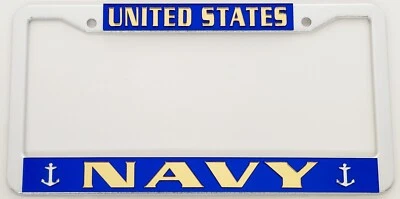 MILITARY License Plate Frame Laser Cut Inlaid Mirror Acrylic Auto Tag Border Foto 1 de 4