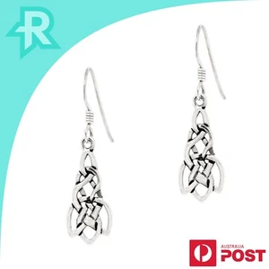Celtic Knot Sterling Silver 925 Hook Earrings - Foto 1 di 6