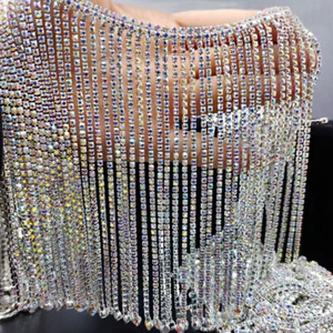 10cm/3.9" Crystal Rhinestone Close Chain Trim Glass Sewing Cup Sew On DIY Crafts - Picture 1 of 18