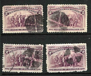 Sc #231 Collection 4 Nice Crossroads Fancy Cancel 2 Cent Columbian 1893 US 81F11 - Picture 1 of 3