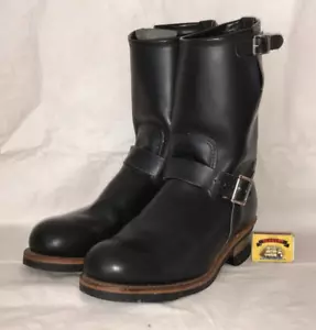 Botas de cuero negras Red Wing 2268 Engineer punta de acero UK8.5 US9.5D suela de cable bicicleta - Imagen 1 de 10