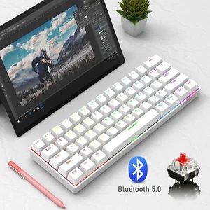 60% Mechanische Tastatur Verdrahtet&Bluetooth Dual-Mode 61-Tasten Rainbow LED - Picture 1 of 19
