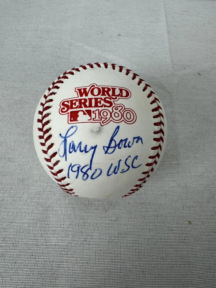 Larry Bowa Firmado Automático 1980 Serie Mundial Béisbol Inscrito "1980 WSC" JSA Foto 1 de 3