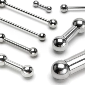 Barbell Tongue Nipple Ring Heavy 4 Gauge 3/4" 8mm Balls Steel SET of 2 - Picture 1 of 3