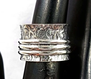 Anillo de meditación giratorio joyería étnica enchapado en plata 27,55 8-9 talla 4NUA - Imagen 1 de 9
