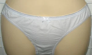 LIZWEAR - NEW - L / 7 - OFF WHITE COTTON STRETCH BIKINI PANTY - 2" SIDES - Picture 1 of 3