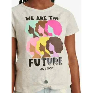 Justice Girl's XL PLUS 16p-18p Everyday Faves Short Sleeve Knot Front T-Shirt - Picture 1 of 4