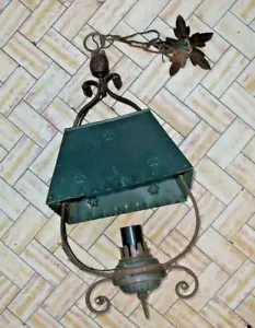 antico lampadario lampione ferro battuto e rame x veranda rustico agriturismo - Foto 1 di 6