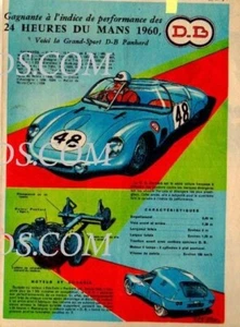 1960 DOKUMENT (Ref. CG 39) AUTO D.B PANHARD GRAND SPORT 24 H MANS von TAVARD - Bild 1 von 1