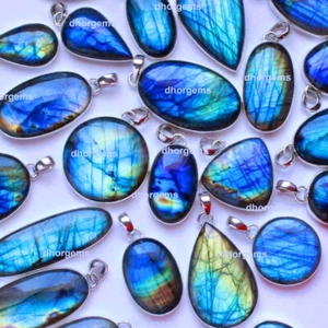 10pcs labradorite 92.5 silver plated pendant gemstone cabochon wholesale price  - Picture 1 of 12