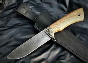 A.Maruschin Russland Outdoor Jagd Messer Шершень Damast stahl HRC62 Handarbeit - Bild 1 von 10