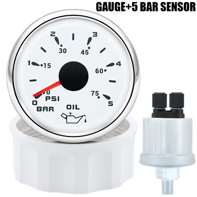 2" 52mm Oil Pressure Gauge with Oil Pressure 5bar for Marine Boat Car Truck ATV  - Image 1 of 4