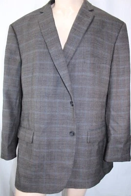 Pronto Uomo Platinum Blazer Mens 58L Brown Blue Black 100% Wool Windowpane EUC - Image 1 of 4