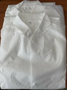 Disposable Knit Cuff & Collar Lab Coats without Pockets M size 2 pcs - Picture 1 of 1